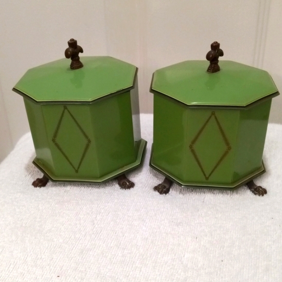 Lucite Empire Other - 1920 Lucite Empire Vanity Boxes,Art Deco, Green Two Octogon Boxes
